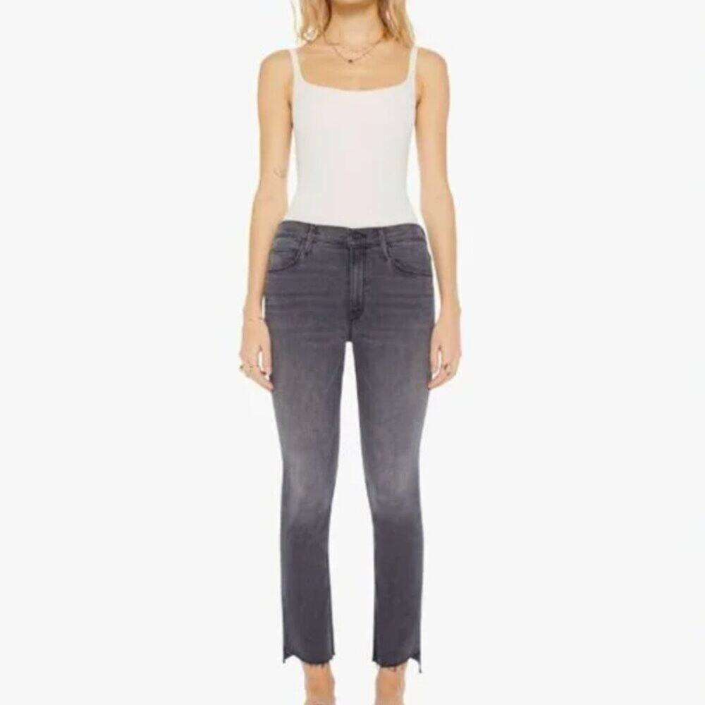 Mother The Mid Rise Dazzler Ankle Step Fray Jean in Lighting Up Lanterns